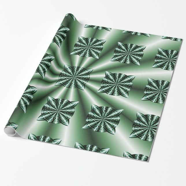 Customized Green Metallic Celtic Knot Wrapping Paper (Unrolled)