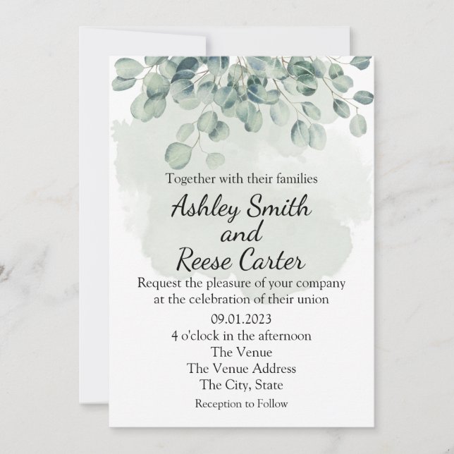 CUSTOMIZED GREENERY WEDDING SAVE THE DATES INVITATION (Front)