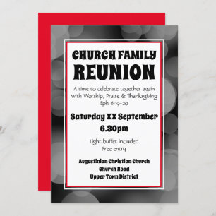Customized Grey Bokeh CHURCH FAMILY REUNION Invitation