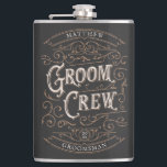 Customized Groomsmen Gift Hip Flask<br><div class="desc">This personalized flask is the perfect groomsmen gift. The vintage design is inspired by old whiskey bottle labels. Customize with the name and role (groomsman,  best man,  groom) of each member of the wedding party.</div>