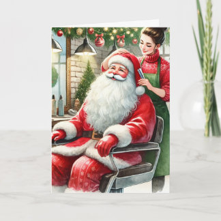 Customized Hair Dresser with Santa Claus Christmas Holiday Card