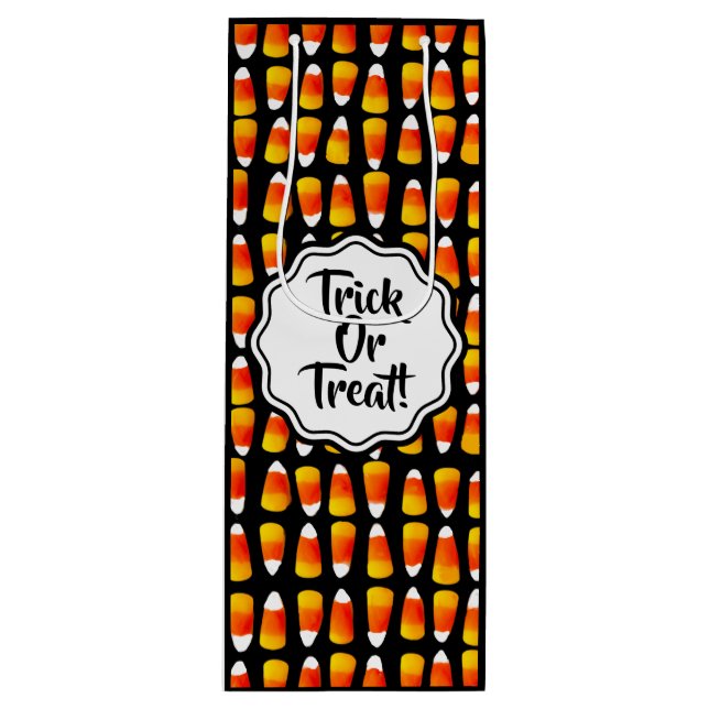 Customized Halloween Candy Corn 4 Sizes Wine Gift Bag (Front)