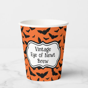 Customized Halloween Orange Black Bat Paper Cups