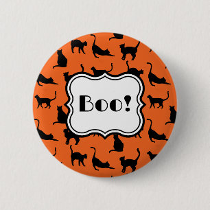 Customized Halloween Party Orange Black Cats 2 Inch Round Button