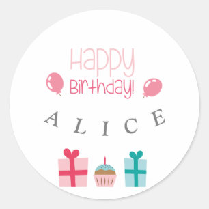 Customized Happy Birthday Classic Round Sticker