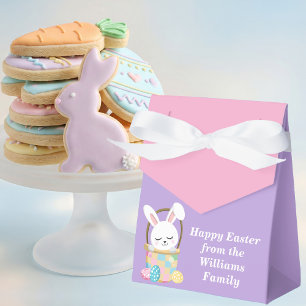 Customized Happy Easter Bunny Pink Purple Party Favor Box