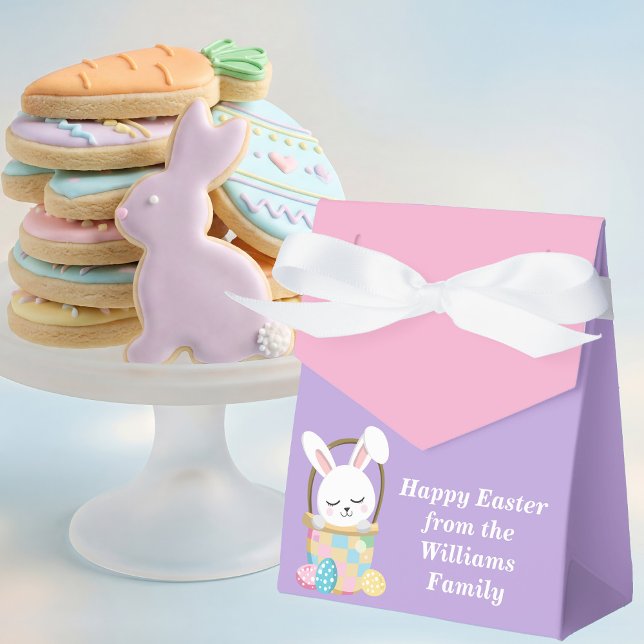 Customized Happy Easter Bunny Pink Purple Party Favor Box (Creator Uploaded)