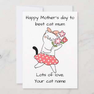 Customized Happy mother's day best cat mom Thank You Card