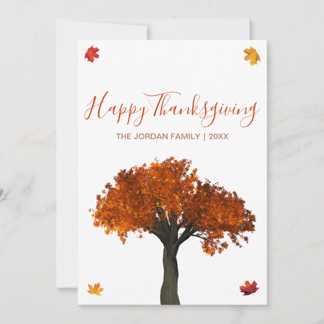 Customized Happy Thanksgiving Autumn leaves Holiday Card (Front)