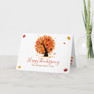 Customized Happy Thanksgiving Autumn tree Card