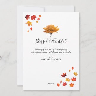 Customized Happy Thanksgiving Autumn Tree Holiday Card