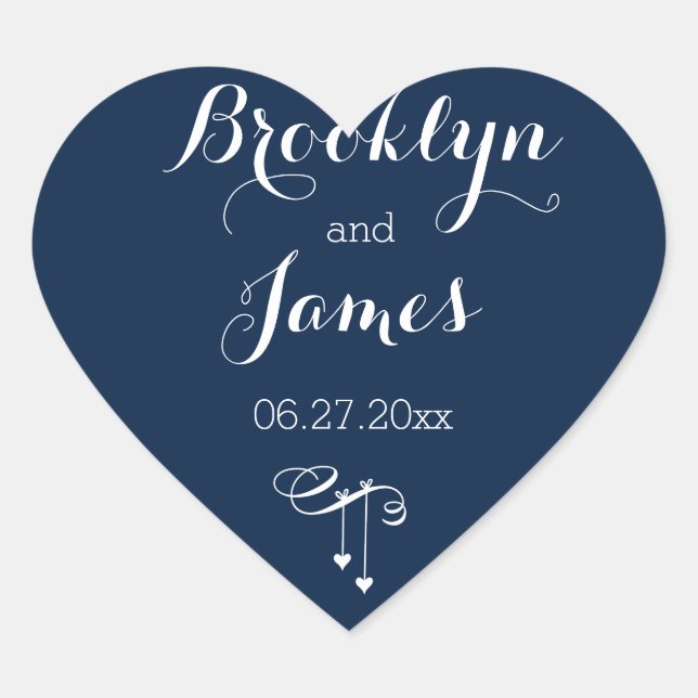 Customized Heart Blue Wedding Stickers (Front)