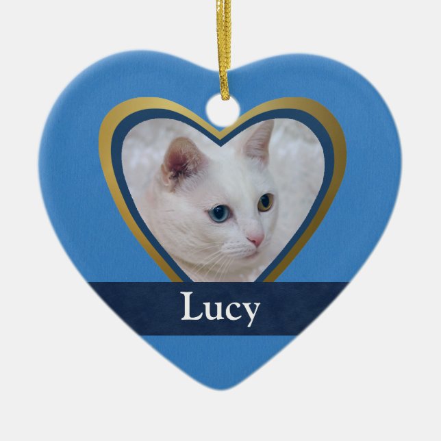 Customized Heart-Shape Pet Photo Frame Ceramic Ornament (Front)