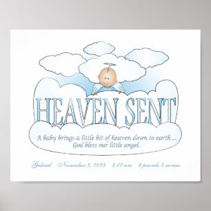 Customized Heaven Sent Angel Boys Room Wall Art