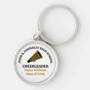 Customized High School Cheerleader Gold Black Keychain