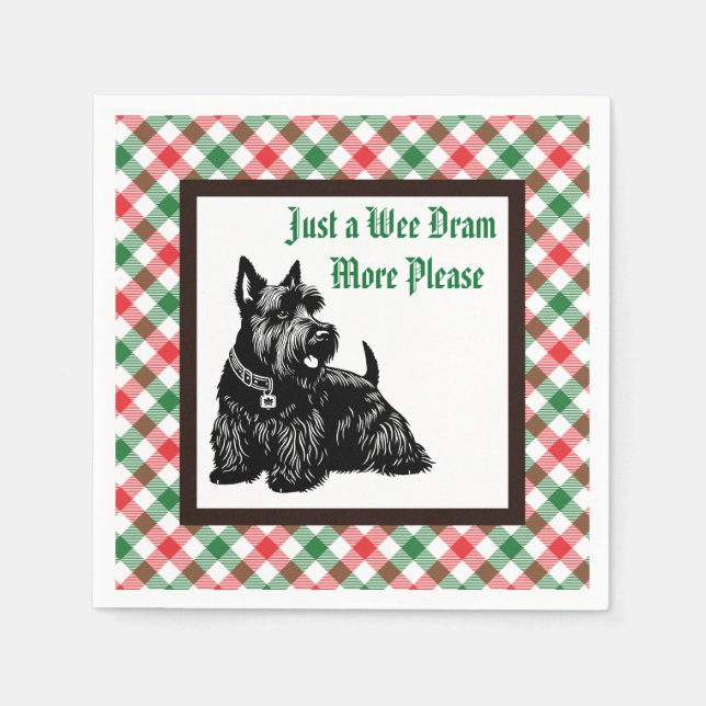 Customized Holiday Scottish Terrier Napkin (Front)
