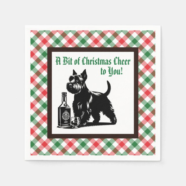 Customized Holiday Scottish Terrier Napkin (Front)