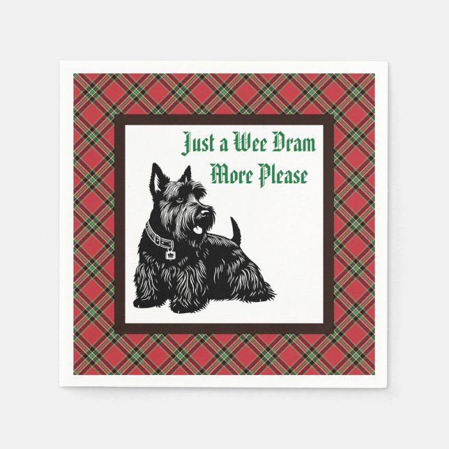 Customized Holiday Scottish Terrier Napkin (Front)