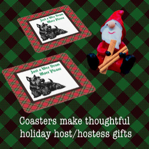 Customized Holiday Scottish Terrier Square Paper Coaster