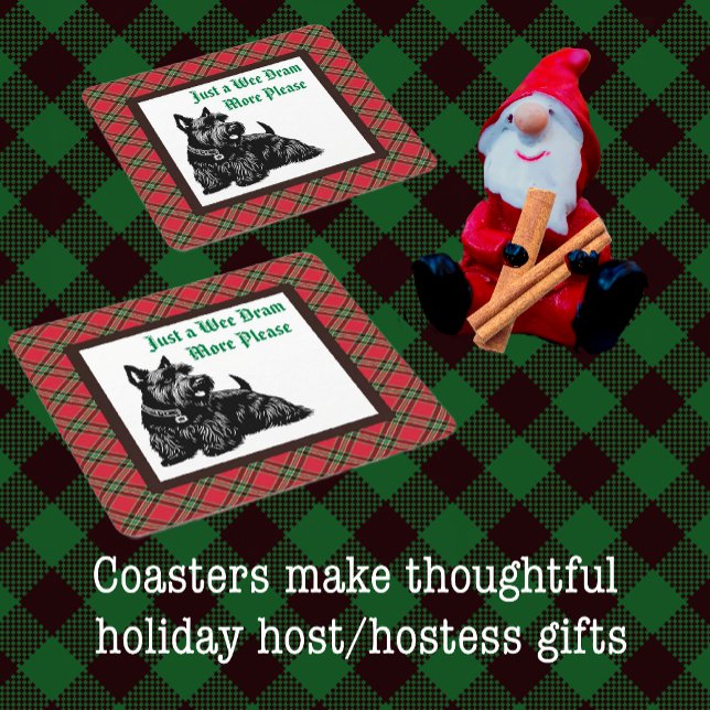 Customized Holiday Scottish Terrier Square Paper Coaster (Creator Uploaded)