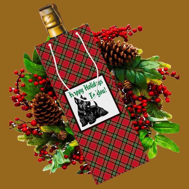 Customized Holiday Scottish Terrier Wine Gift Bag (Creator Uploaded)