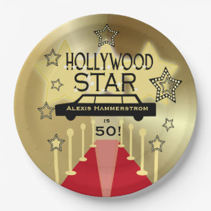 Customized Hollywood Star Birthday Paper Plates