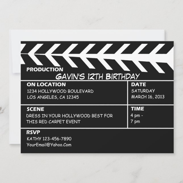 Customized Hollywood Walk of Fame Invitation (Front)