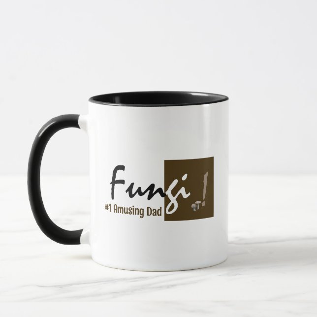 Customized Humourous Fungi Pun Typography, Brown Mug (Left)