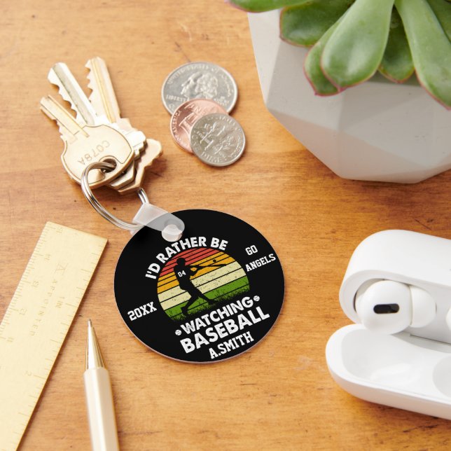 Customized I’d Rather be Watching baseball  Keychain (Desk)