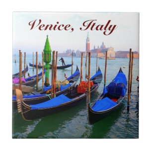 Customized Image of Gondolas in Venice Tile