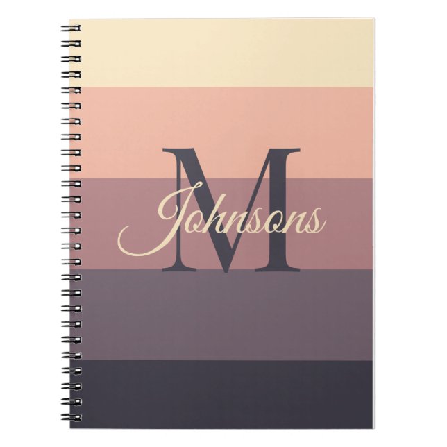 Customized Initials Monogram For Purple ColorBlock Notebook (Front)
