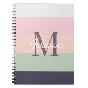 Customized Initials Monogram For Purple ColorBlock Notebook