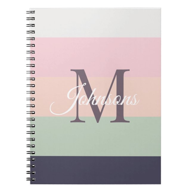 Customized Initials Monogram For Purple ColorBlock Notebook (Front)