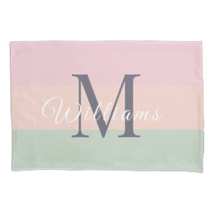 Customized Initials Monogram For Purple ColorBlock Pillowcase