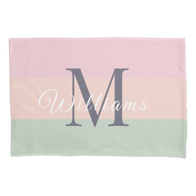 Customized Initials Monogram For Purple ColorBlock Pillowcase (Front)