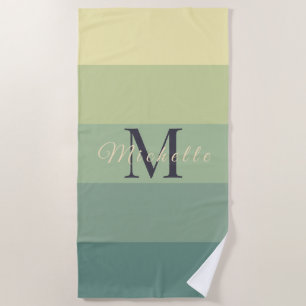 Customized Initials Monogram Green Colour Block Fo Beach Towel