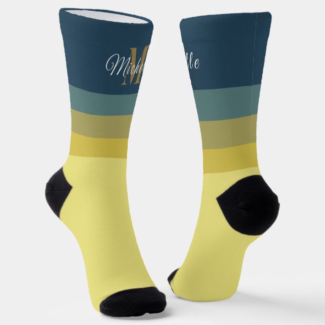 Customized Initials & Monogram Pastel Colour Block Socks (Angled)