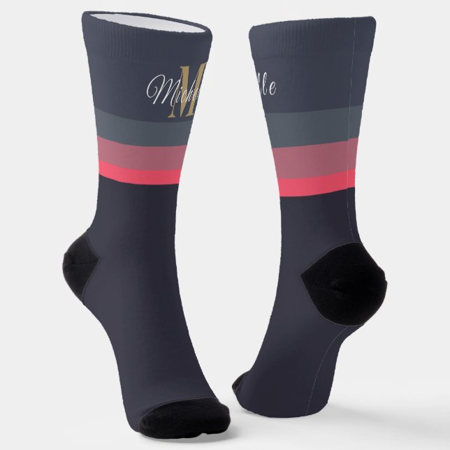 Customized Initials & Monogram Pastel Colour Block Socks (Angled)