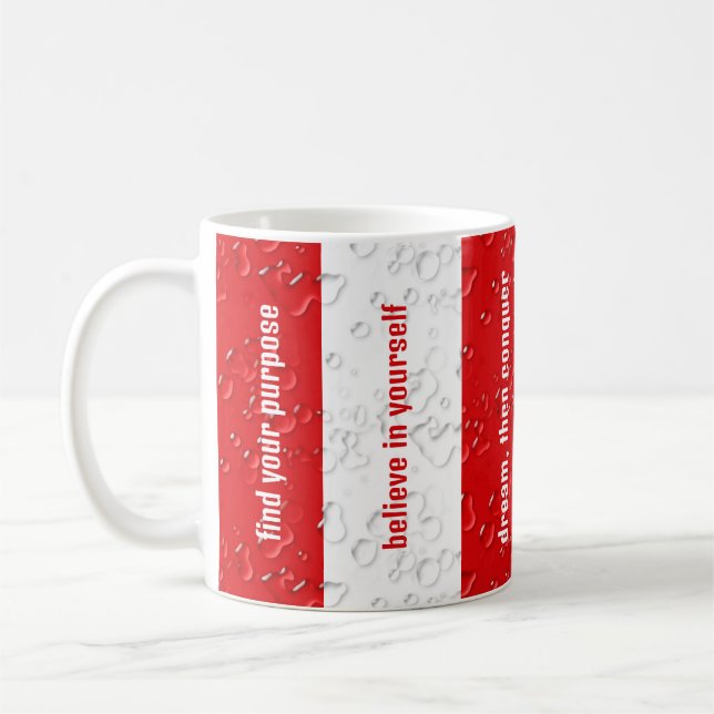 Customized Inspirational Quotes Red, White Stripes Coffee Mug (Left)