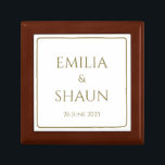 Customized Jewellery Box Gift for Bride<br><div class="desc">This elegant, vintage style jewellery box is a thoughtful wedding gift for the bride, for a couple celebrating a wedding anniversary, or for a friend. The minimalist, classic design is timeless and sophisticated. It is fully customizable. To customize, simply click, "Personalize this template" and get started. Take a look at...</div>
