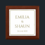 Customized Jewellery Box Gift for Bride<br><div class="desc">This elegant, vintage style jewellery box is a thoughtful wedding gift for the bride, for a couple celebrating a wedding anniversary, or for a friend. The minimalist, classic design is timeless and sophisticated. It is fully customizable. To customize, simply click, "Personalize this template" and get started. Take a look at...</div>