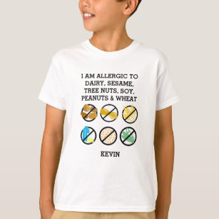 Customized Kids Allergy Symbols Sesame Soy Nuts T-Shirt