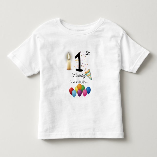 Customized Kids Birthday T-Shirt  (Front)
