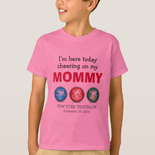 Customized Kids Cheering on Mommy Race Day Shirt