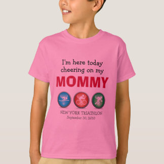 Customized Kids Cheering on Mommy Race Day Shirt