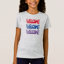 Customized  Kids Cute Welcome tshirt  for girls