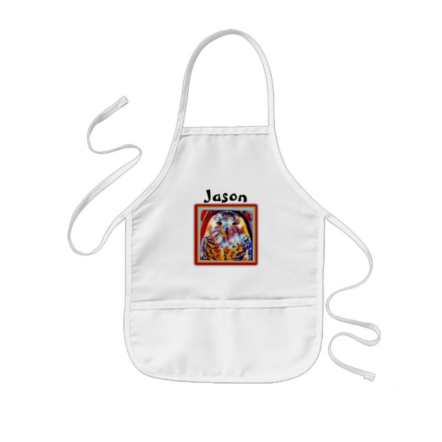 Customized Kids Owl Artist  Apron (Front)