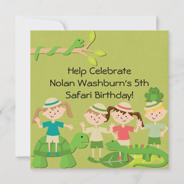 Customized Kids Safari Birthday Invites (Front)