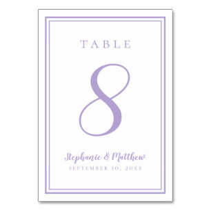 Customized Lavender Wedding Table Number Card