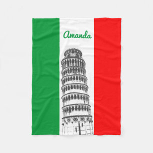 Customized Leaning Tower of Pisa and Italian Flag Fleece Blanket